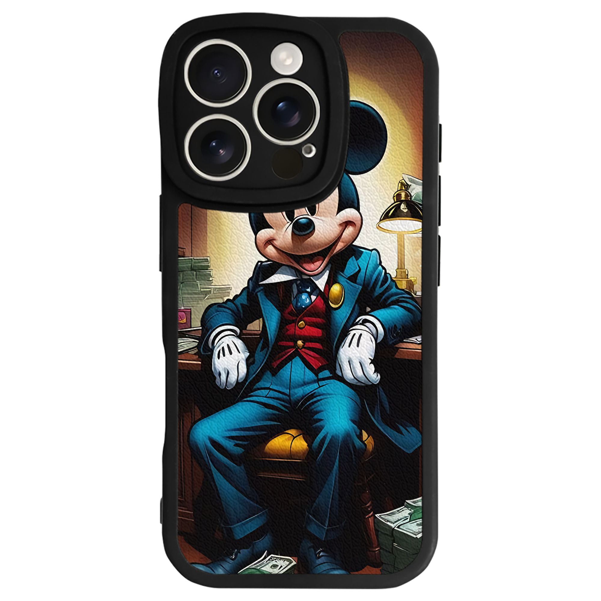 （画像用） ミッキーマウス Mickey Mouse 【iPhone 16シリーズ対応】シリコンスマホケース（レザー調） 材質：シリコン
